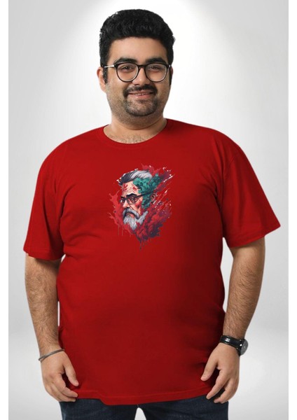 Santa Cool Gözlüklü Kırmızı Büyük Beden Erkek Kadın Unisex Basic Ön Baskılı Tişört fiyatları