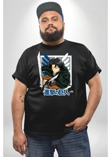 Anime Levi Ackerman Beyaz Ve Siyah Kanatlar Siyah Büyük Beden Erkek Kadın Unisex Basic Ön Baskılı Tişört fiyatları