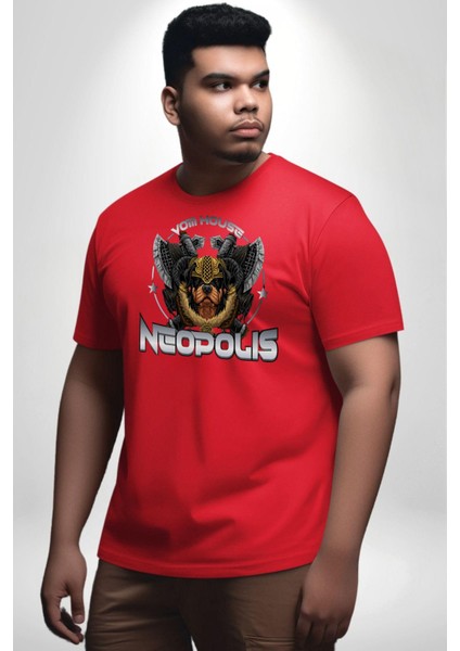 Neopolis Rottweiler Viking Kırmızı Büyük Beden Erkek Kadın Unisex Basic Ön Baskılı Tişört fırsatları