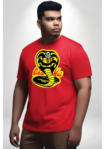 Cobra Kai Karete Çocuk Yılan Logo Dizi Kırmızı Büyük Beden Erkek Kadın Unisex Basic Ön Baskılı Tişört fiyatları