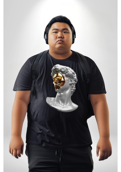 Modern Sanat Apollo Siyah Büyük Beden Erkek Kadın Unisex Basic Ön Baskılı Tişört