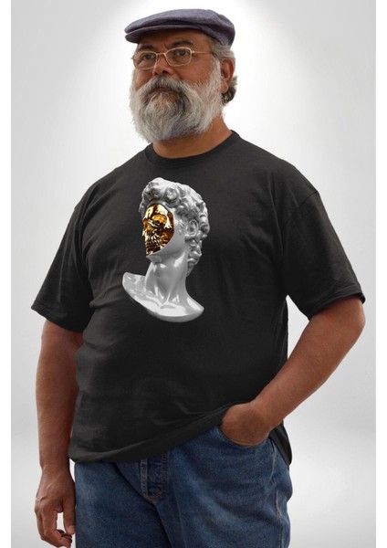 Modern Sanat Apollo Siyah Büyük Beden Erkek Kadın Unisex Basic Ön Baskılı Tişört modelleri