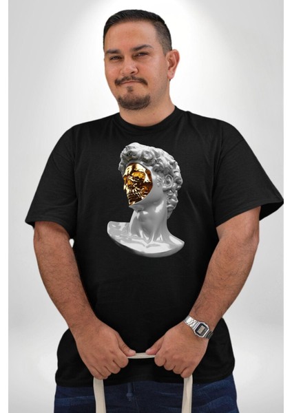 Modern Sanat Apollo Siyah Büyük Beden Erkek Kadın Unisex Basic Ön Baskılı Tişört indirimleri