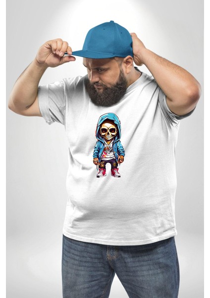 Hiphop Kurukafa Hoodie Beyaz Büyük Beden Kadın Erkek Ünisex Basic Ön Baskılı Tişört fiyatları