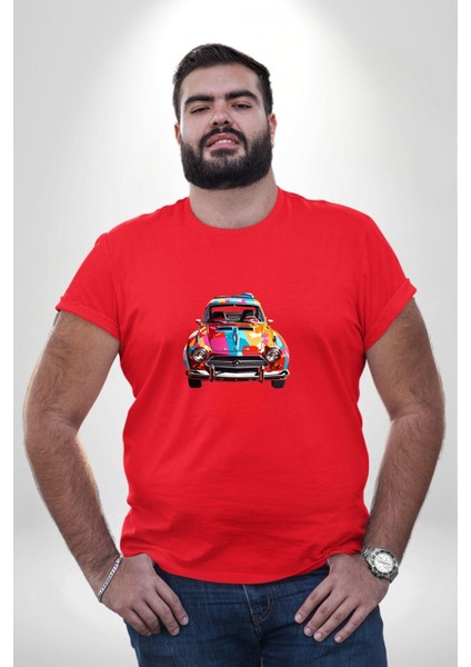 Peugeot 144 Renkli Orijinal Araba Kırmızı Büyük Beden Erkek Kadın Unisex Basic Ön Baskılı Tişört fiyatları
