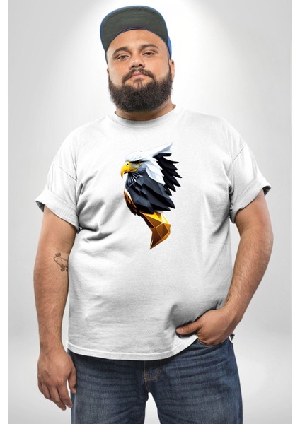 Yapay Zeka Kartal Kuş Tasarımı Beyaz Büyük Beden Kadın Erkek Ünisex Basic Ön Baskılı Tişört fiyatları