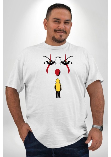 Pennywise Vs Georgie Korku Filmi Beyaz Büyük Beden Kadın Erkek Ünisex Basic Ön Baskılı Tişört