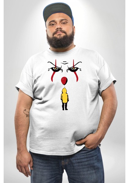 Pennywise Vs Georgie Korku Filmi Beyaz Büyük Beden Kadın Erkek Ünisex Basic Ön Baskılı Tişört indirimleri