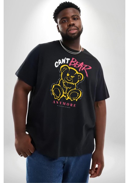 Artık Katlan Siyah Büyük Beden Erkek Kadın Unisex Basic Ön Baskılı Tişört