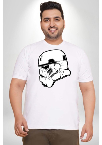 Klon Trooper Star Wars Kahramanı Beyaz Büyük Beden Kadın Erkek Ünisex Basic Ön Baskılı Tişört