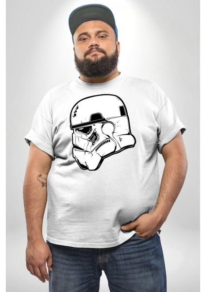 Klon Trooper Star Wars Kahramanı Beyaz Büyük Beden Kadın Erkek Ünisex Basic Ön Baskılı Tişört