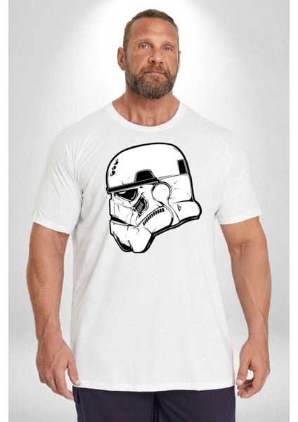 Klon Trooper Star Wars Kahramanı Beyaz Büyük Beden Kadın Erkek Ünisex Basic Ön Baskılı Tişört