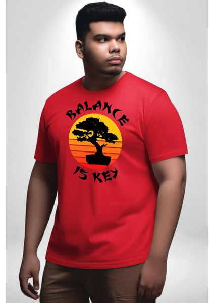 Karete Çocuk Bonsai Kırmızı Büyük Beden Erkek Kadın Unisex Basic Ön Baskılı Tişört