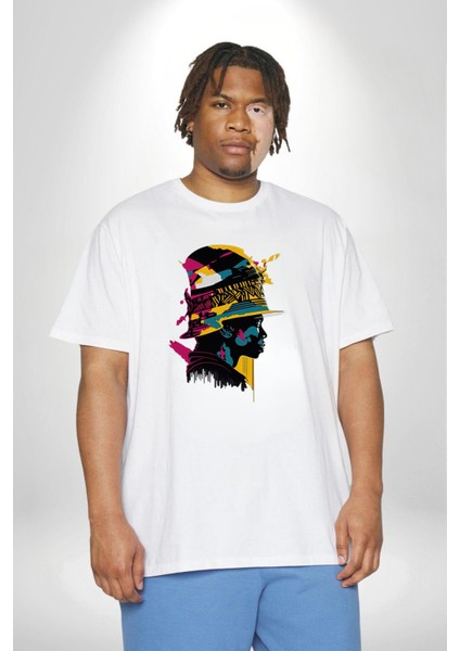 Canlı Afrobeat Füzyon Renkli Siluet Beyaz Büyük Beden Kadın Erkek Ünisex Basic Ön Baskılı Tişört modelleri