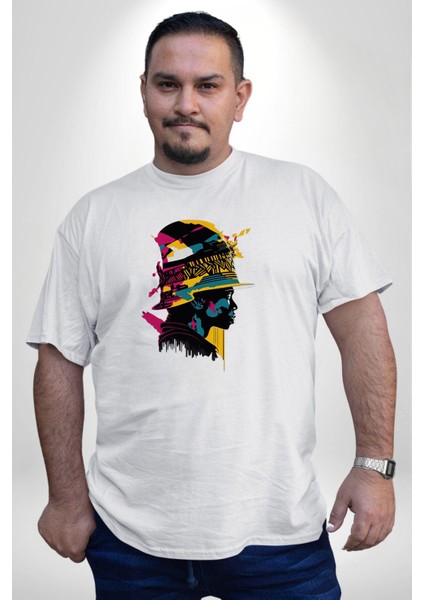 Canlı Afrobeat Füzyon Renkli Siluet Beyaz Büyük Beden Kadın Erkek Ünisex Basic Ön Baskılı Tişört fırsatları
