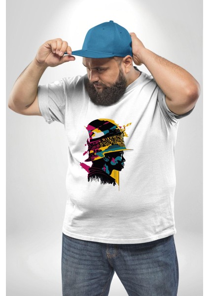 Canlı Afrobeat Füzyon Renkli Siluet Beyaz Büyük Beden Kadın Erkek Ünisex Basic Ön Baskılı Tişört indirimleri