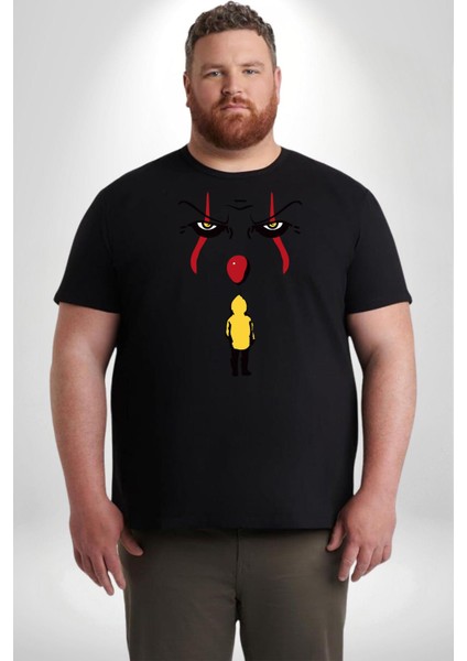 Pennywise Vs Georgie Korku Filmi Siyah Büyük Beden Erkek Kadın Unisex Basic Ön Baskılı Tişört fırsatları