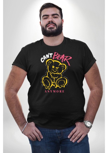Daha Fazla Dayanamıyorum Teddy Siyah Büyük Beden Erkek Kadın Unisex Basic Ön Baskılı Tişört fırsatları