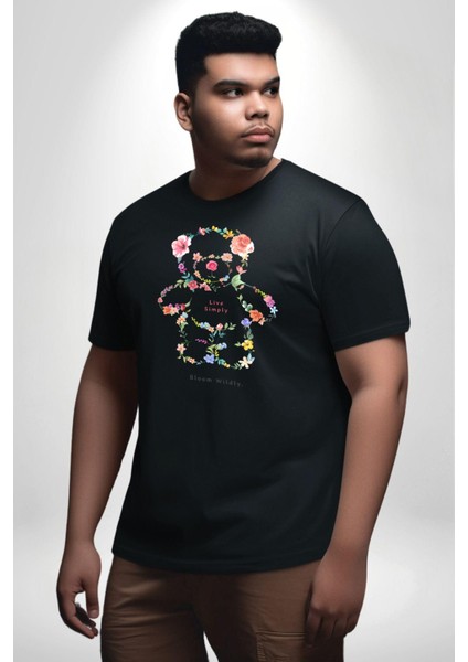 Sadece Yaşamak Siyah Büyük Beden Erkek Kadın Unisex Basic Ön Baskılı Tişört