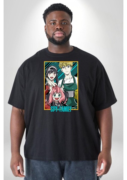 Spy X Family Anime Özel Tasarım Siyah Büyük Beden Erkek Kadın Unisex Basic Ön Baskılı Tişört fiyatları