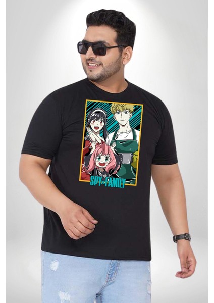 Spy X Family Anime Özel Tasarım Siyah Büyük Beden Erkek Kadın Unisex Basic Ön Baskılı Tişört modelleri