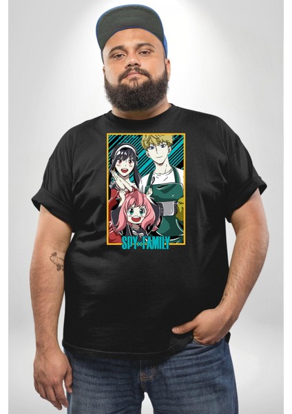 Spy X Family Anime Özel Tasarım Siyah Büyük Beden Erkek Kadın Unisex Basic Ön Baskılı Tişört fırsatları