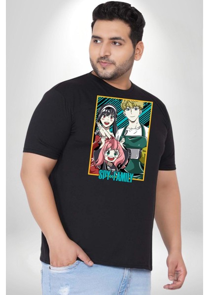 Spy X Family Anime Özel Tasarım Siyah Büyük Beden Erkek Kadın Unisex Basic Ön Baskılı Tişört indirimleri
