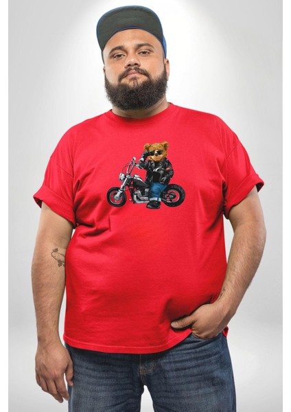 Kask Güneş Gözlüğü Motor Ayı Kırmızı Büyük Beden Erkek Kadın Unisex Basic Ön Baskılı Tişört fırsatları