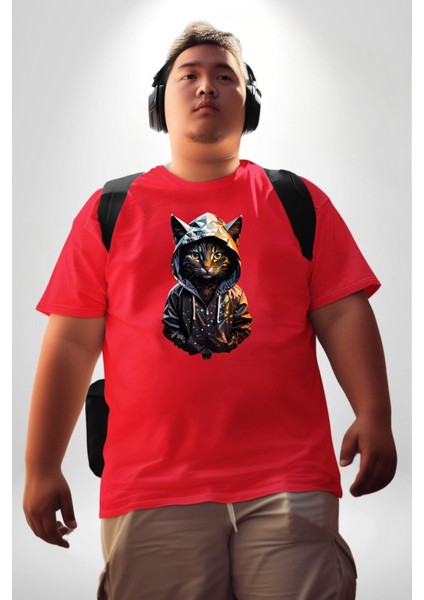 Hip Hop Gençlik Kedi Çeket Kırmızı Büyük Beden Erkek Kadın Unisex Basic Ön Baskılı Tişört fiyatları