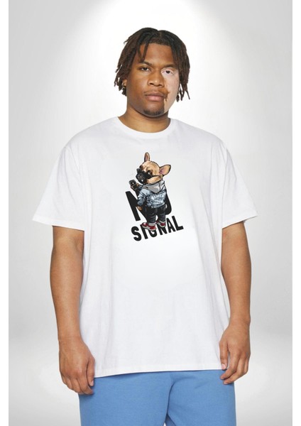 Cep Telefonu No Signal Beyaz Büyük Beden Kadın Erkek Ünisex Basic Ön Baskılı Tişört fiyatları