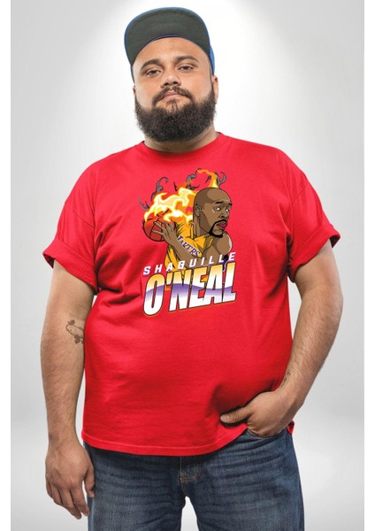 Basketbol Shaquille Oneal Star Ateş Topu Kırmızı Büyük Beden Erkek Kadın Unisex Basic Ön Baskılı Tişört fiyatları