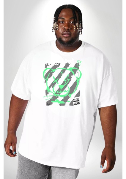 Savaşma Teddy Bear Beyaz Büyük Beden Kadın Erkek Ünisex Basic Ön Baskılı Tişört indirimleri