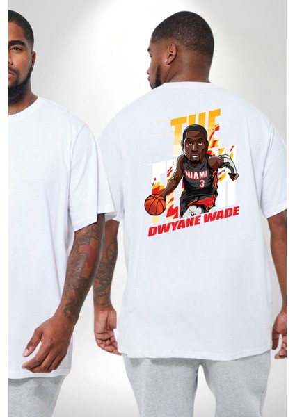 Dwyane Wade Miami Basketbol Büyük Beden Beyaz Tişört Kadın Erkek Ünisex Sırt Baskılı fiyatları