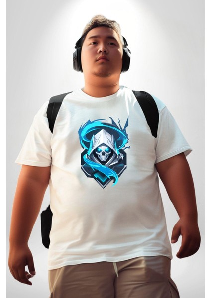 Buzların Efendisi Kurukafa Beyaz Büyük Beden Kadın Erkek Ünisex Basic Ön Baskılı Tişört