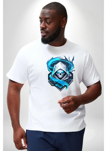 Buzların Efendisi Kurukafa Beyaz Büyük Beden Kadın Erkek Ünisex Basic Ön Baskılı Tişört fırsatları