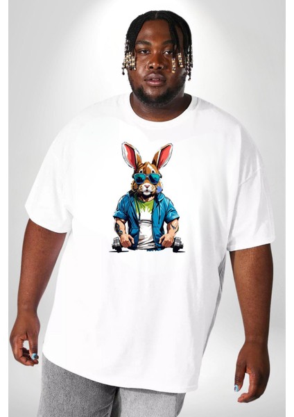 Halter Spor Güneş Gözlüüğü Tavşan Beyaz Büyük Beden Kadın Erkek Ünisex Basic Ön Baskılı Tişört fiyatları
