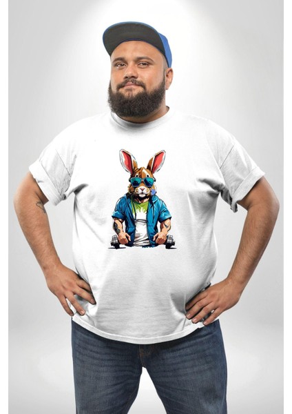 Halter Spor Güneş Gözlüüğü Tavşan Beyaz Büyük Beden Kadın Erkek Ünisex Basic Ön Baskılı Tişört modelleri