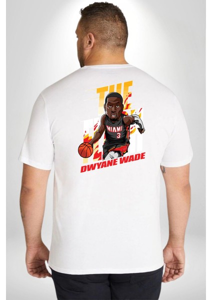 Dwyane Wade Miami Basketbol Büyük Beden Beyaz Tişört Kadın Erkek Ünisex Sırt Baskılı fırsatları