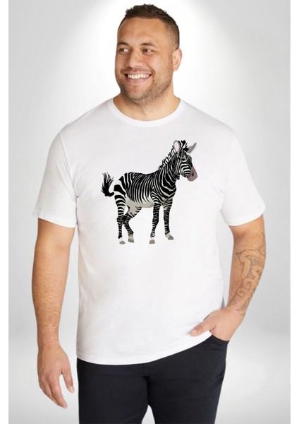 Zürafa Beyaz Büyük Beden Kadın Erkek Ünisex Basic Ön Baskılı Tişört modelleri