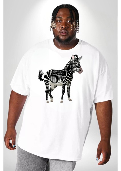 Zürafa Beyaz Büyük Beden Kadın Erkek Ünisex Basic Ön Baskılı Tişört fırsatları