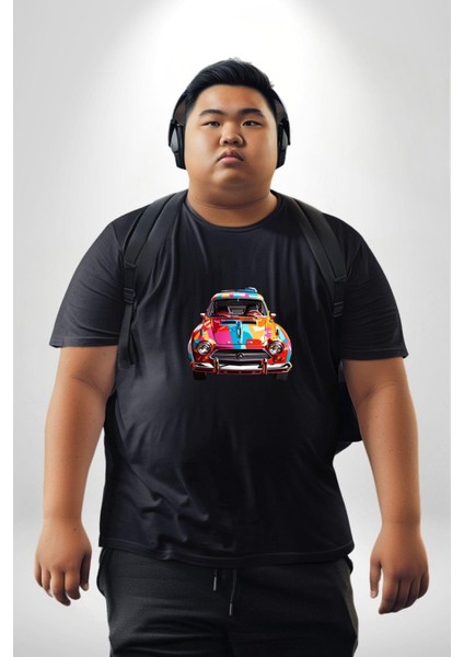 Peugeot 144 Renkli Orijinal Araba Siyah Büyük Beden Erkek Kadın Unisex Basic Ön Baskılı Tişört