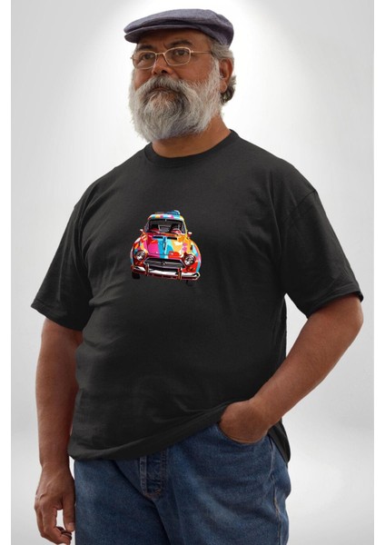 Peugeot 144 Renkli Orijinal Araba Siyah Büyük Beden Erkek Kadın Unisex Basic Ön Baskılı Tişört modelleri