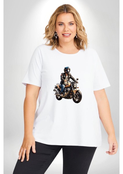 Kask Motorsiklet Dünya Turu Beyaz Büyük Beden Kadın Erkek Ünisex Basic Ön Baskılı Tişört fırsatları