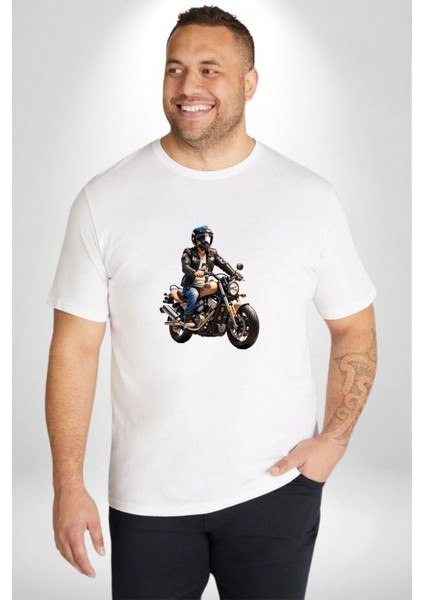 Kask Motorsiklet Dünya Turu Beyaz Büyük Beden Kadın Erkek Ünisex Basic Ön Baskılı Tişört indirimleri