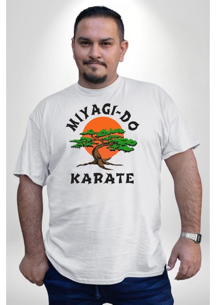 Miyagi-Do Karete Çocuk Logo Dizi Bonzai Ağaç Beyaz Büyük Beden Kadın Erkek Ünisex Basic Ön Baskılı Tişört modelleri