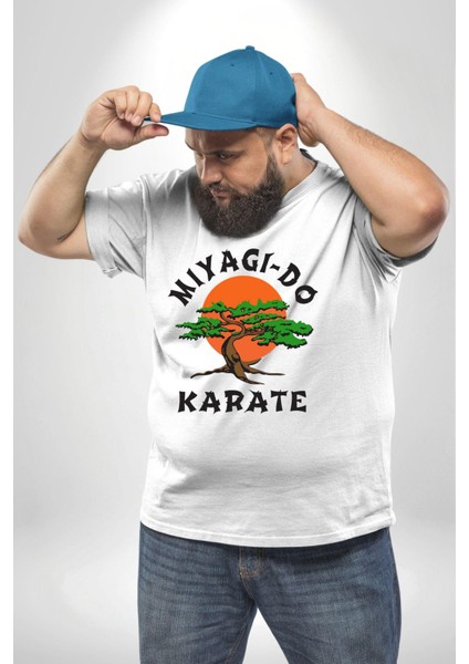 Miyagi-Do Karete Çocuk Logo Dizi Bonzai Ağaç Beyaz Büyük Beden Kadın Erkek Ünisex Basic Ön Baskılı Tişört fırsatları