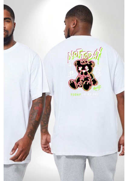 Bugün Değil Büyük Beden Beyaz Tişört Kadın Erkek Ünisex Sırt Baskılı fiyatları