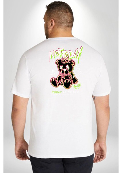 Bugün Değil Büyük Beden Beyaz Tişört Kadın Erkek Ünisex Sırt Baskılı fırsatları