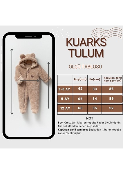 Kuarks Unisex Bebek Astronot Welsoft Penye Astarlı Kendinden Eldivenli Bebek Tulumu, Bebek Uyku Tulumu