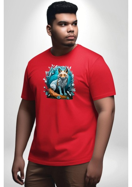 Beyaz Kurt Altın Maske Doğa Kırmızı Büyük Beden Erkek Kadın Unisex Basic Ön Baskılı Tişört fiyatları